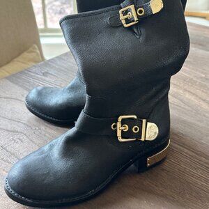 Black Leather Vince Camuto Mid-Calf Boots